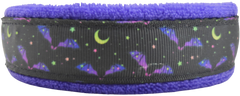 Bats Ahoy fleece-lined limited slip dog collar by Fuzzywumpets.