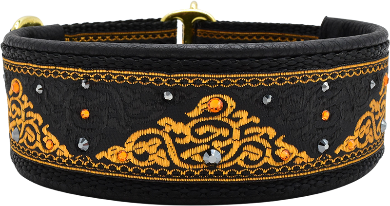 1.5" Dynasty Luxe Limited Slip Collar for dogs, Purple Metallic leather lining, handmade in the USA by Fuzzywumpets.