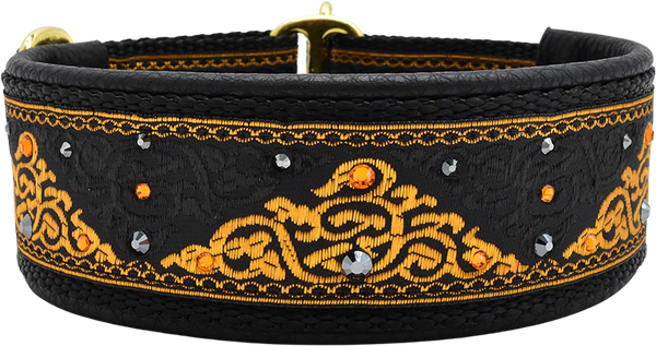1.5" Dynasty Luxe Limited Slip Collar for dogs, Purple Metallic leather lining, handmade in the USA by Fuzzywumpets.