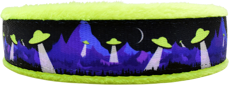 5/8" Beam Me Up Everyday Limited Slip Collar for dogs, Purple leather lining, handmade in the USA by Fuzzywumpets.