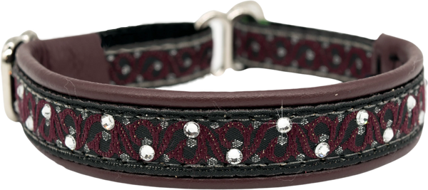 Maroon Waves maroon and black wave European-crystal limited slip dog collar by Fuzzywumpets.