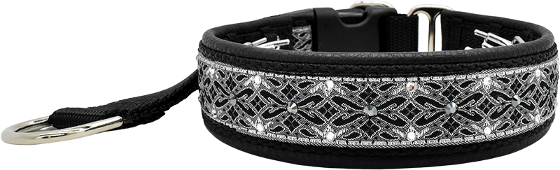 Black & Silver Winchester black-silver interlace European-crystal hidden prong collar by Fuzzywumpets.