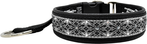 Black & Silver Winchester black-silver interlace European-crystal hidden prong collar by Fuzzywumpets.