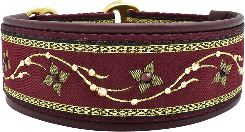 1.5" Floral Path Luxe Limited Slip Collar for dogs, Black leather lining, handmade in the USA by Fuzzywumpets.