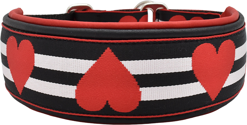 1.5" Loveline Double Leather Lined Elite Limited Slip Collar for dogs, handmade in the USA by Fuzzywumpets.