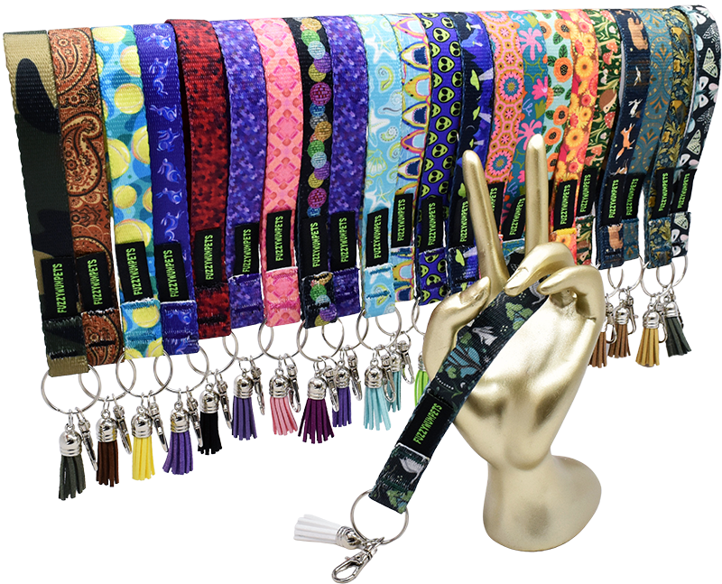 5/8" Everyday Patterned Keychain for dogs, handmade in the USA by Fuzzywumpets.