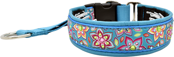 Best Buds blue and pink multicolor floral European-crystal hidden prong collar by Fuzzywumpets.