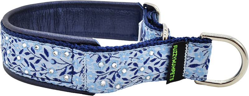 1" Danseur Luxe Limited Slip Collar for dogs, Black leather lining, handmade in the USA by Fuzzywumpets.