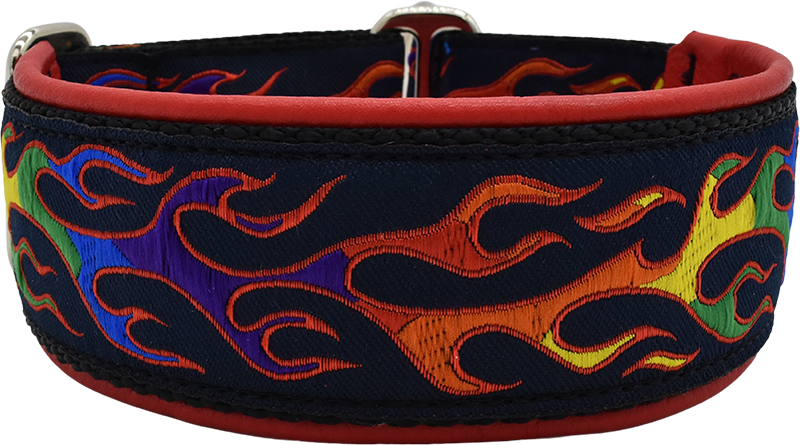 1.5" Hot to Trot Elite Limited Slip Collar for dogs, Aqua leather lining, handmade in the USA by Fuzzywumpets.