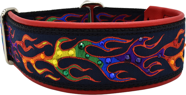 1.5" Hot to Trot Luxe Limited Slip Collar for dogs, Black leather lining, handmade in the USA by Fuzzywumpets.