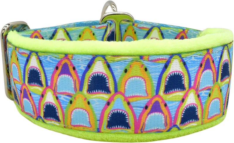 1.5" Bitey Face Everyday Limited Slip Collar for dogs, Purple leather lining, handmade in the USA by Fuzzywumpets.