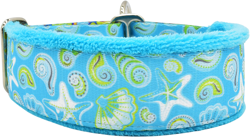 1.5" Nautilus Everyday Limited Slip Collar for dogs, Purple leather lining, handmade in the USA by Fuzzywumpets.