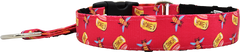 Honey Bees red ribbon with bees and honey jars hidden prong / private trainer dog collar by Fuzzywumpets.