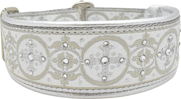 1.5" Moonlight Capulet Luxe Limited Slip Collar for dogs, Black leather lining, handmade in the USA by Fuzzywumpets.