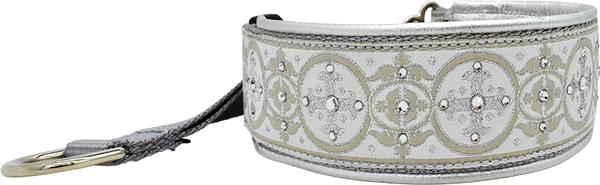 Moonlight Capulet white and champagne medallion circles European-crystal hidden prong collar by Fuzzywumpets.