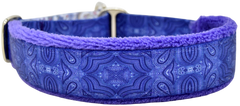 Purple Pinpoints fleece-lined martingale-style limited slip dog collar by Fuzzywumpets.