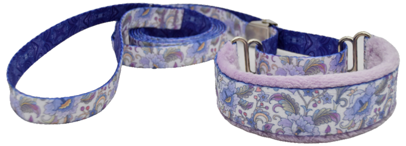 Eleanor Floral fleece-lined martingale walking lead by Fuzzywumpets.