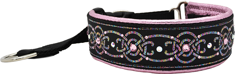 Ethereal black and rainbow iridescent chain European-crystal hidden prong collar by Fuzzywumpets.