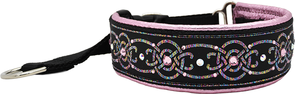 Ethereal black and rainbow iridescent chain European-crystal hidden prong collar by Fuzzywumpets.