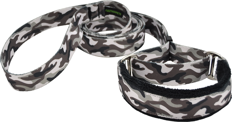 1" Arctic Camo Everyday Walking Lead for dogs, handmade in the USA by Fuzzywumpets.
