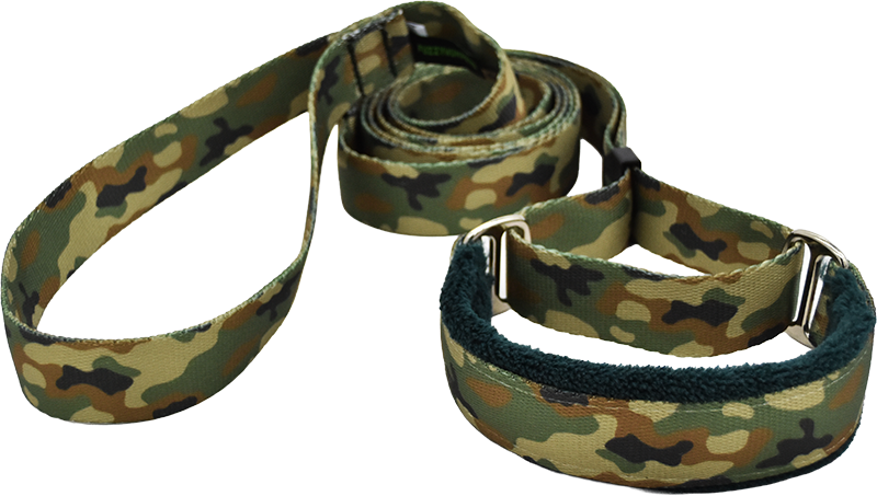 1" Forest Camo Everyday Walking Lead for dogs, handmade in the USA by Fuzzywumpets.