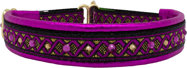 Fuchsia Helix fuchsia and gold diamond helix European-crystal limited slip dog collar by Fuzzywumpets.