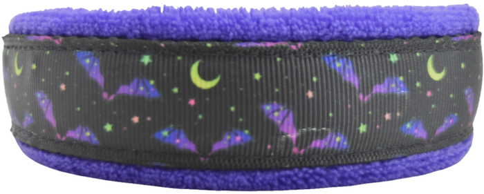 Bats Ahoy fleece-lined limited slip dog collar by Fuzzywumpets.