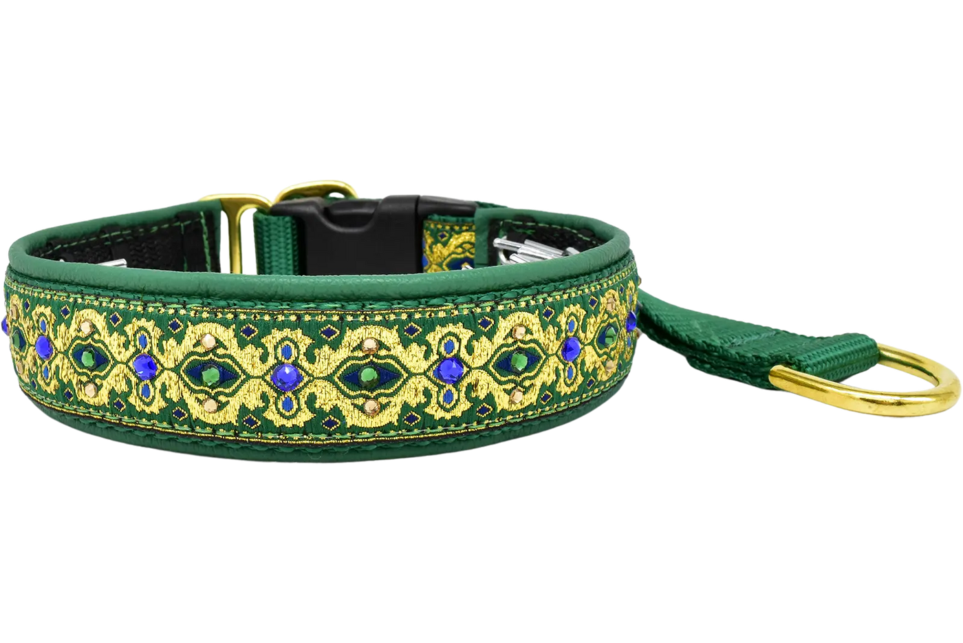 Gilded in Green green and gold baroque European-crystal hidden prong collar by Fuzzywumpets.