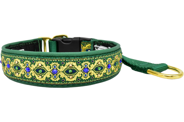 Gilded in Green green and gold baroque European-crystal hidden prong collar by Fuzzywumpets.