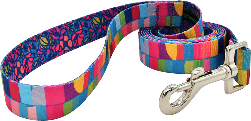 1" Patterned Snap Leash for dogs, handmade in the USA by Fuzzywumpets.