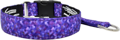 Modern Houndstooth purple and dark purple houndstooth hidden prong / private trainer dog collar by Fuzzywumpets.