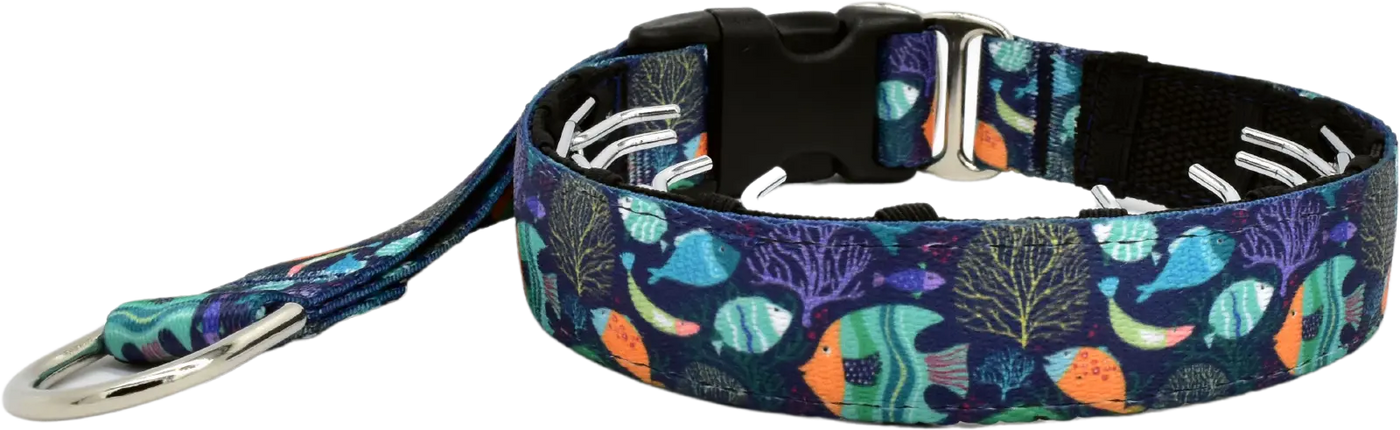 1" Calypso Everyday Private Trainer for dogs, Navy leather lining, handmade in the USA by Fuzzywumpets.