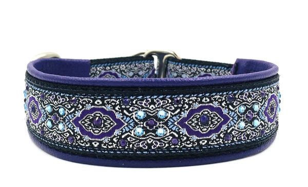 Bulgaria Purple purple and silver ornate European-crystal limited slip collar with aqua and purple crystals by Fuzzywumpets.