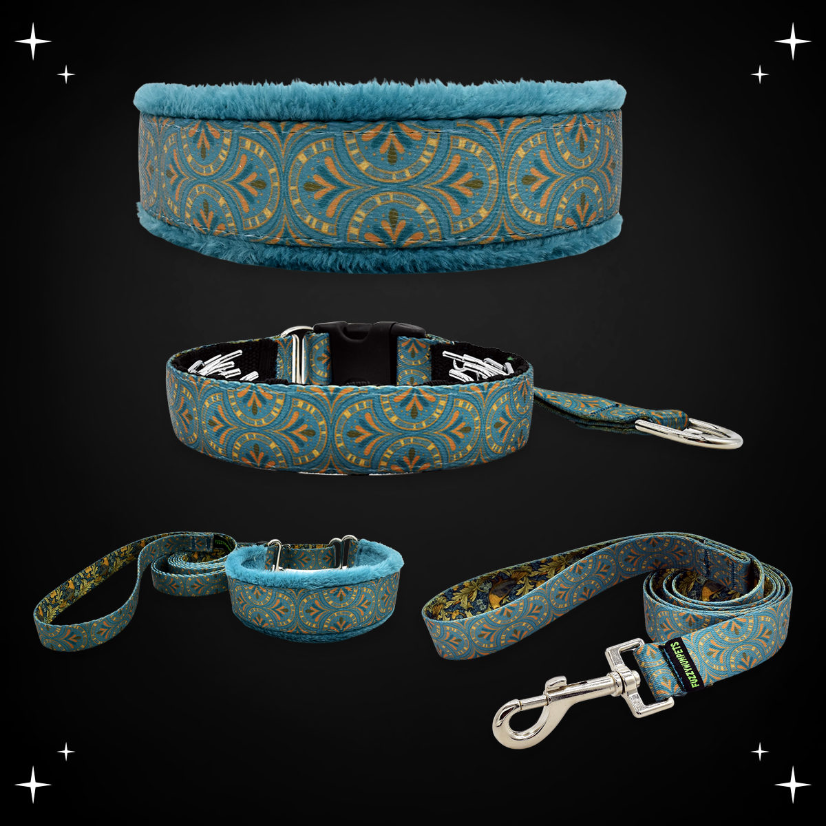 Art Deco Dreams limited slip collar, private trainer, walking lead and snap leash
