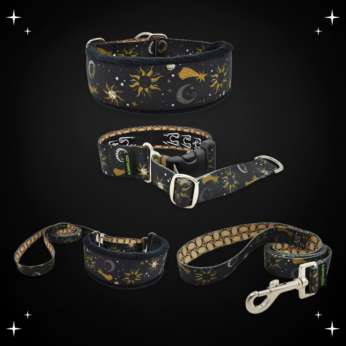 Celestial Splendor limited slip collar, private trainer, walking lead and snap leash