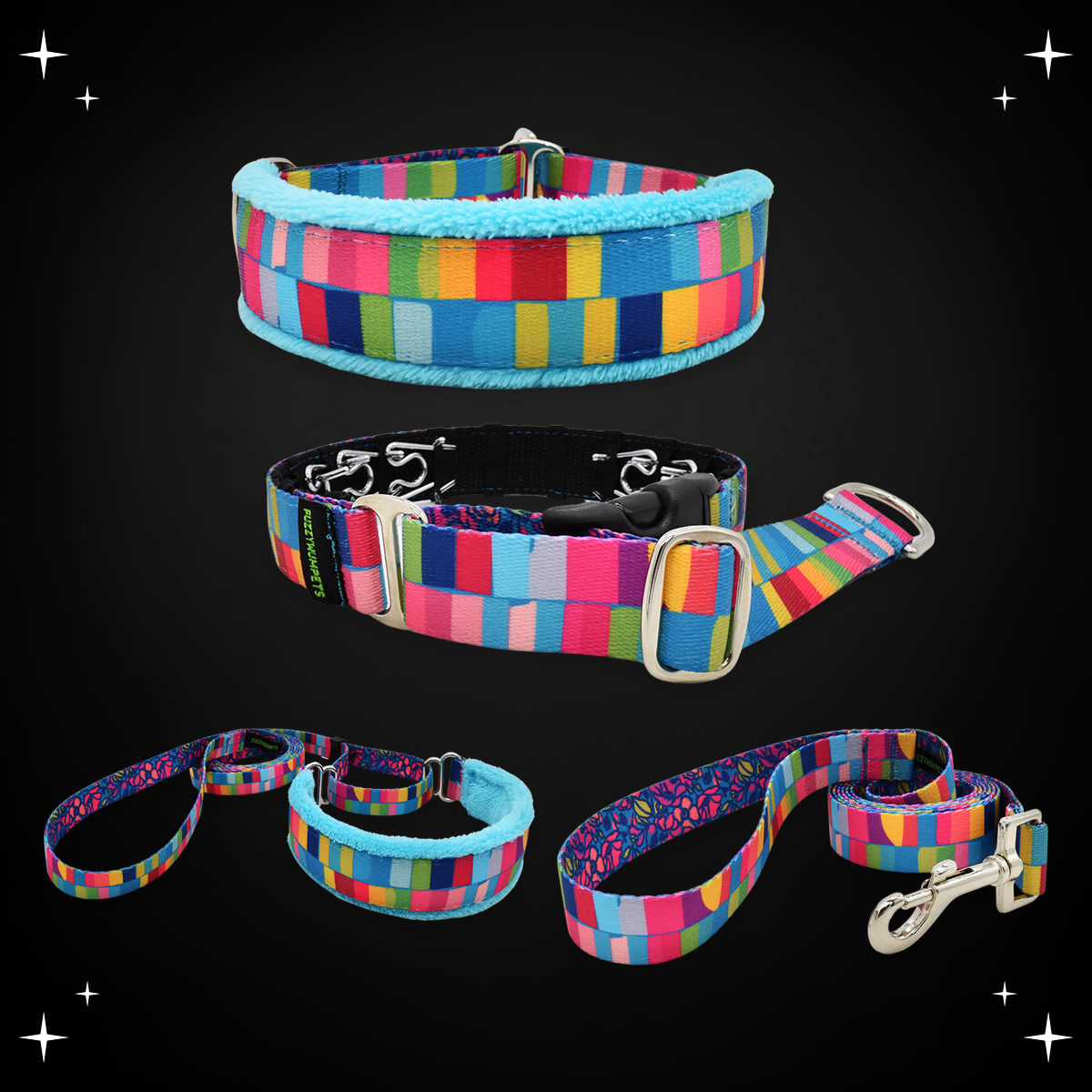 Color Drench limited slip collar, private trainer, walking lead and snap leash