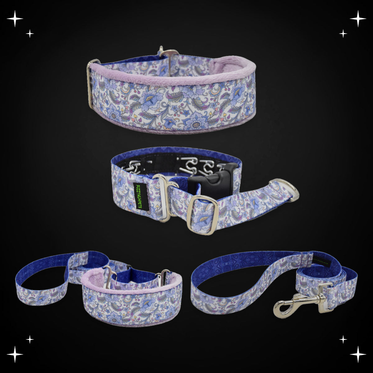 Eleanor Floral limited slip collar, private trainer, walking lead and snap leash