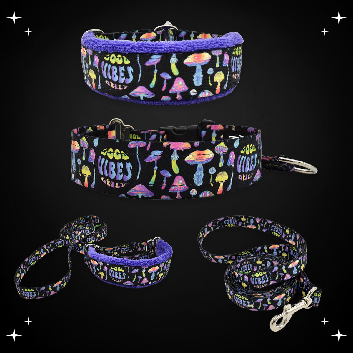 Good Vibes Only limited slip collar, private trainer, walking lead and snap leash